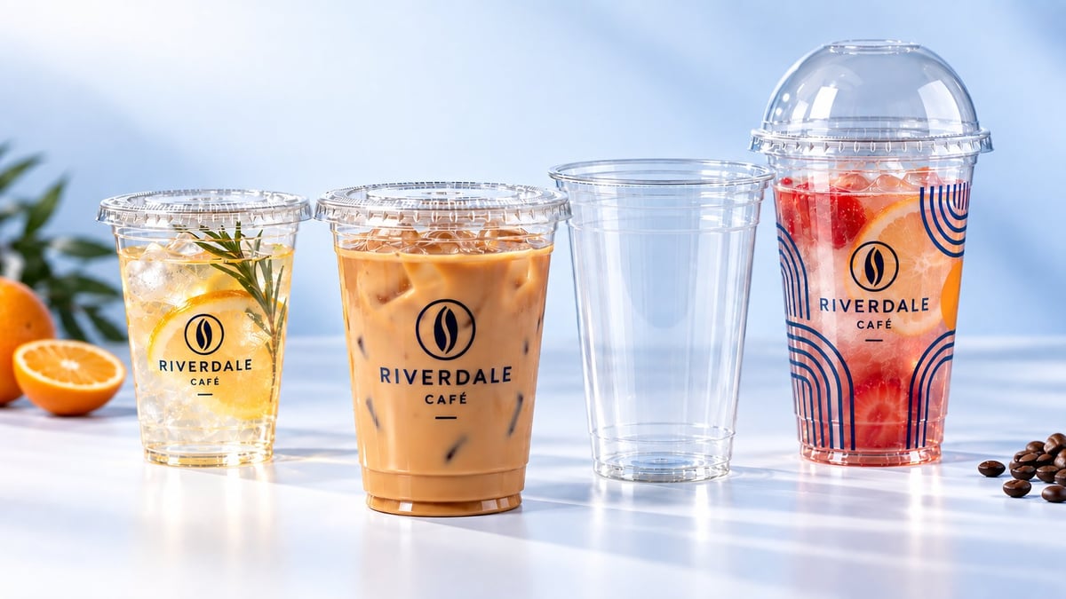 Custom printed PET cold cups for cafés, restaurants, beverage shops and foodservice businesses